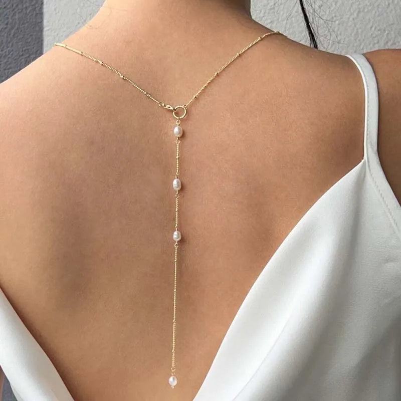 Décolleté Pearl Drop Back Chain