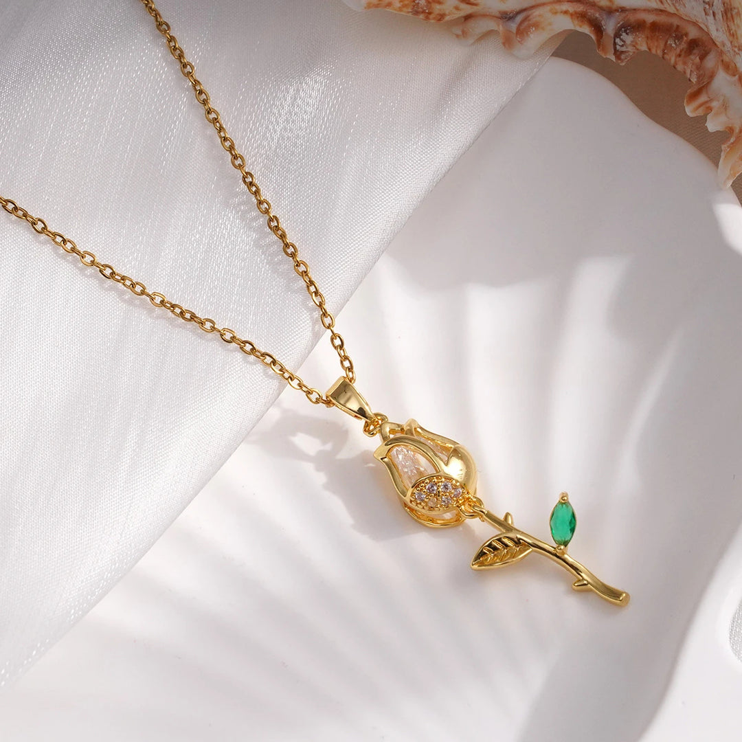 Fleur Drop Pendant Necklace