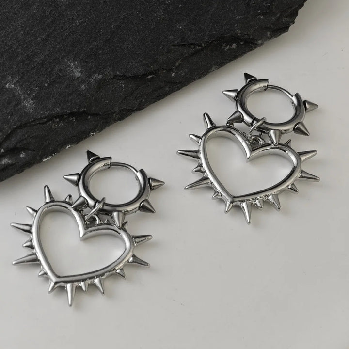 Bed Of Thorns Heart Earrings