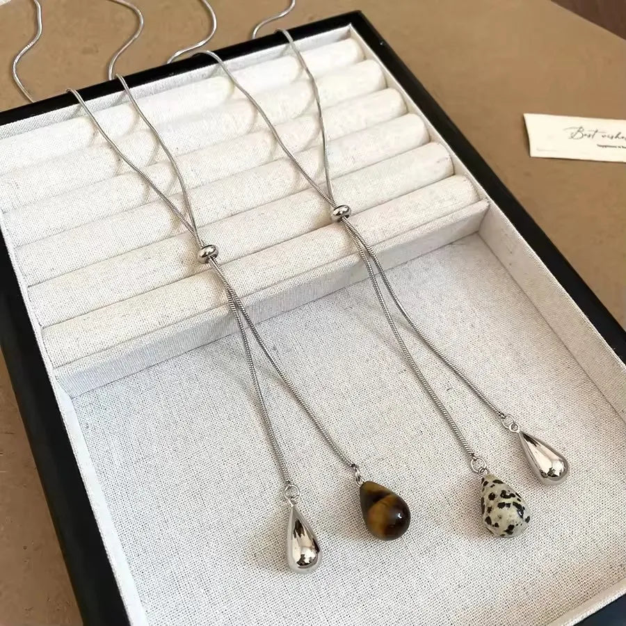 Double Drop Stone Necklace