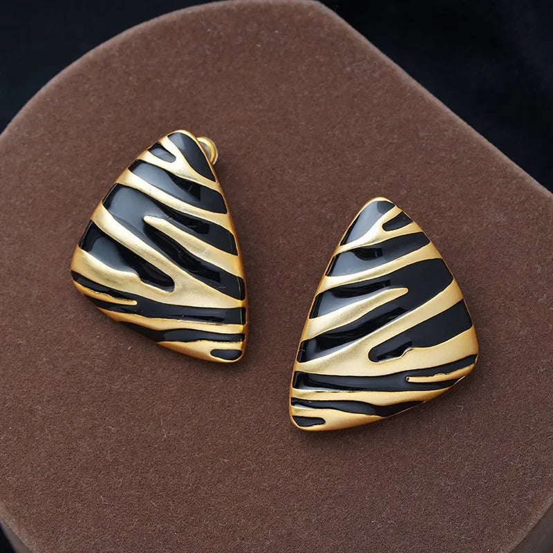 Sable Stripe Stud Earrings