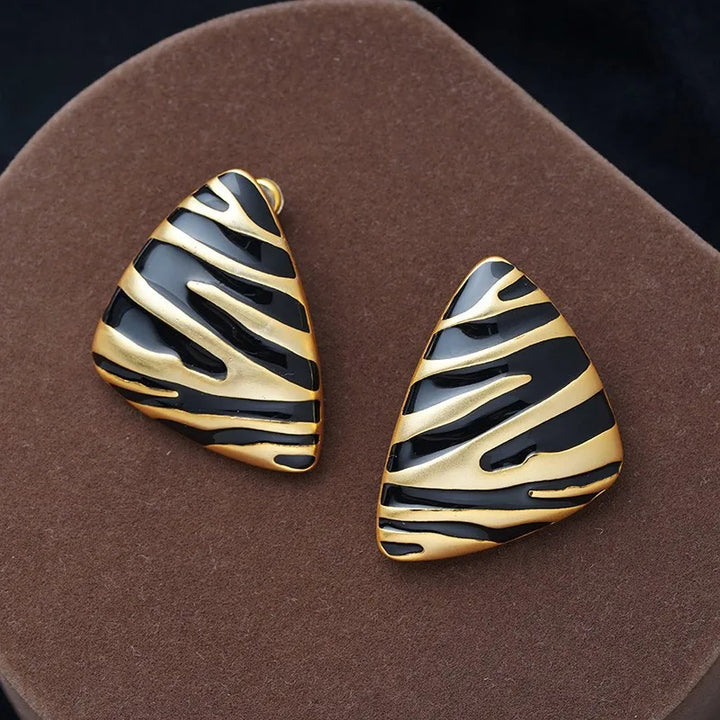 Sable Stripe Stud Earrings