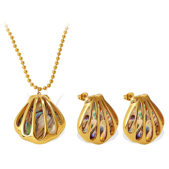 Siren Shell Earrings & Necklace Set