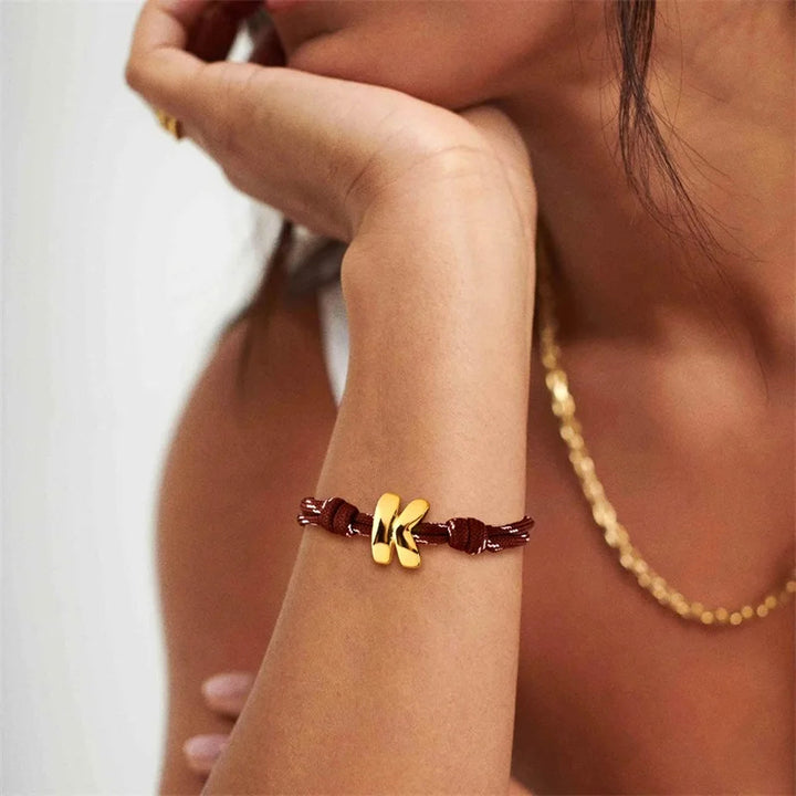 Golden Bubble Initial Bracelet