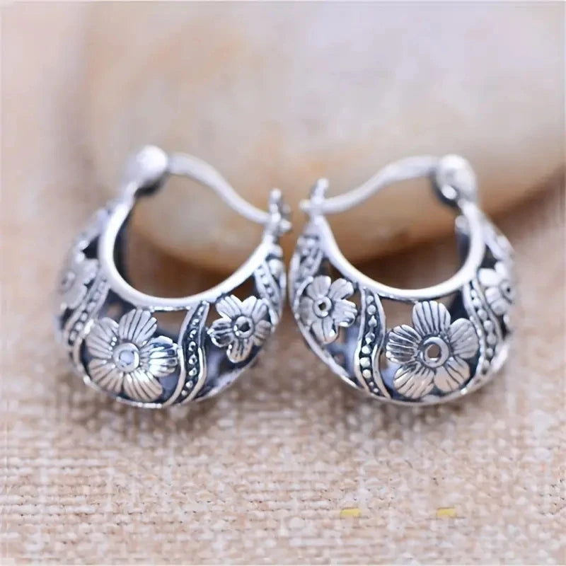 Moonflower Hoop Earrings