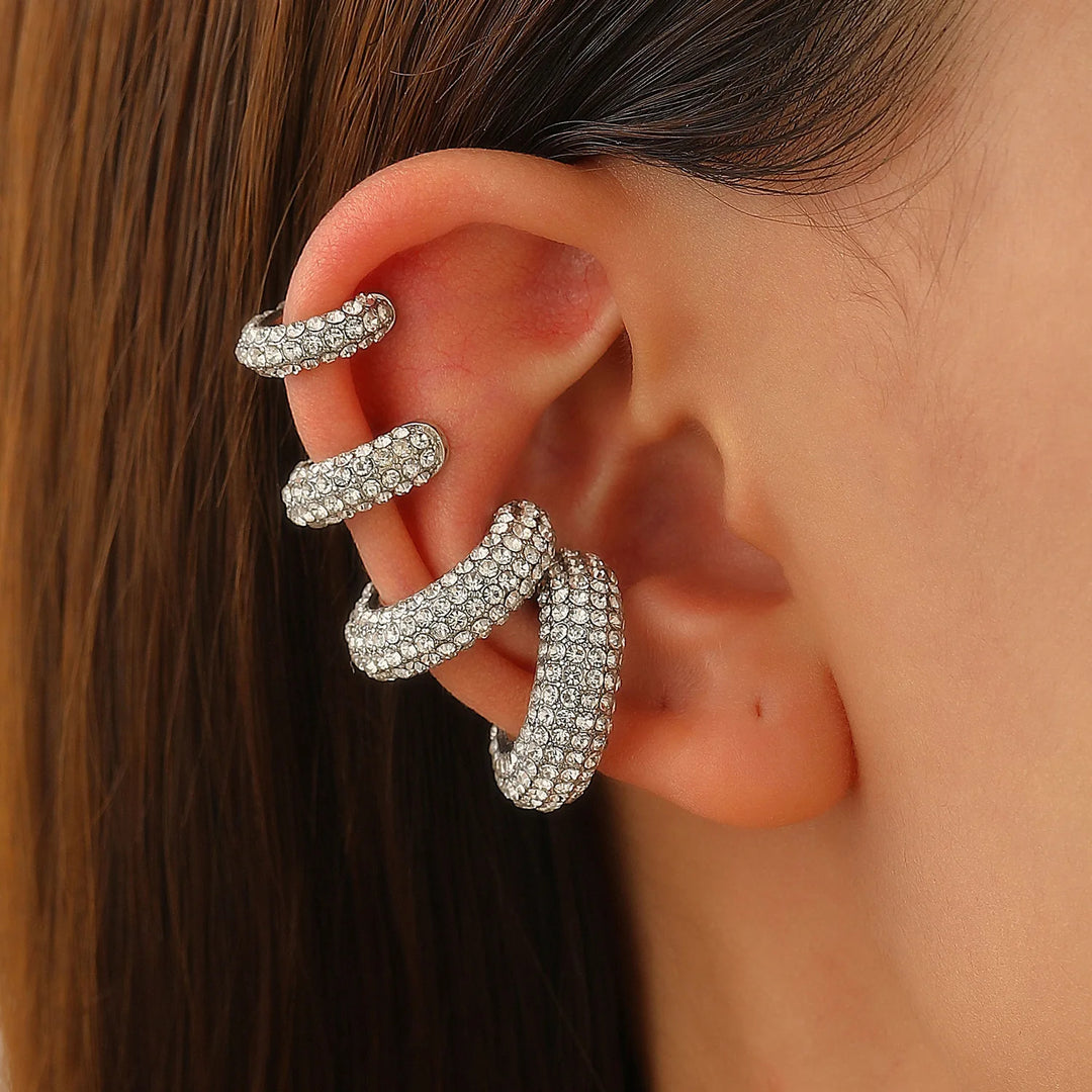 Elara Crystal Ear Cuff Set