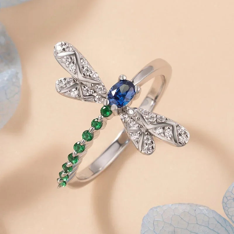 Emerald Trail Dragonfly Ring