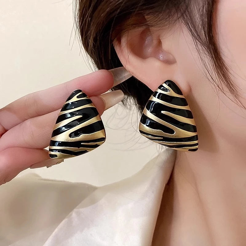 Sable Stripe Stud Earrings