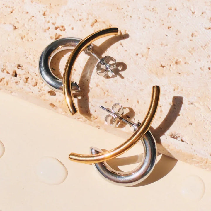 Two-Tone Arc Earrings
