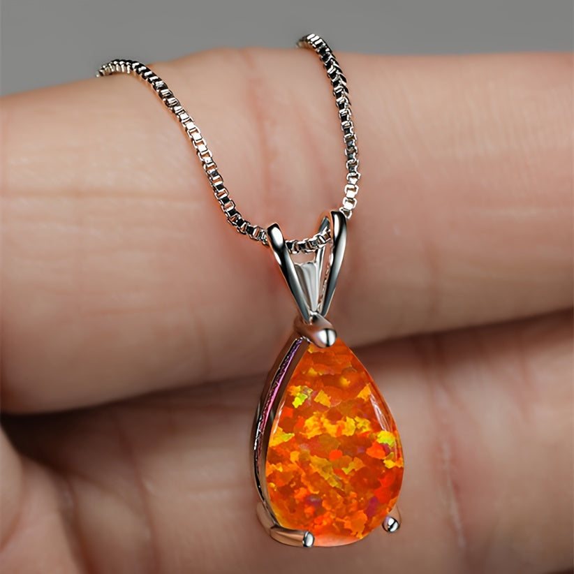 Opal Teardrop Necklace