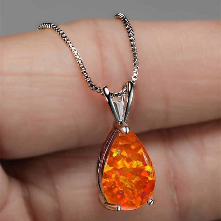 Opal Teardrop Necklace