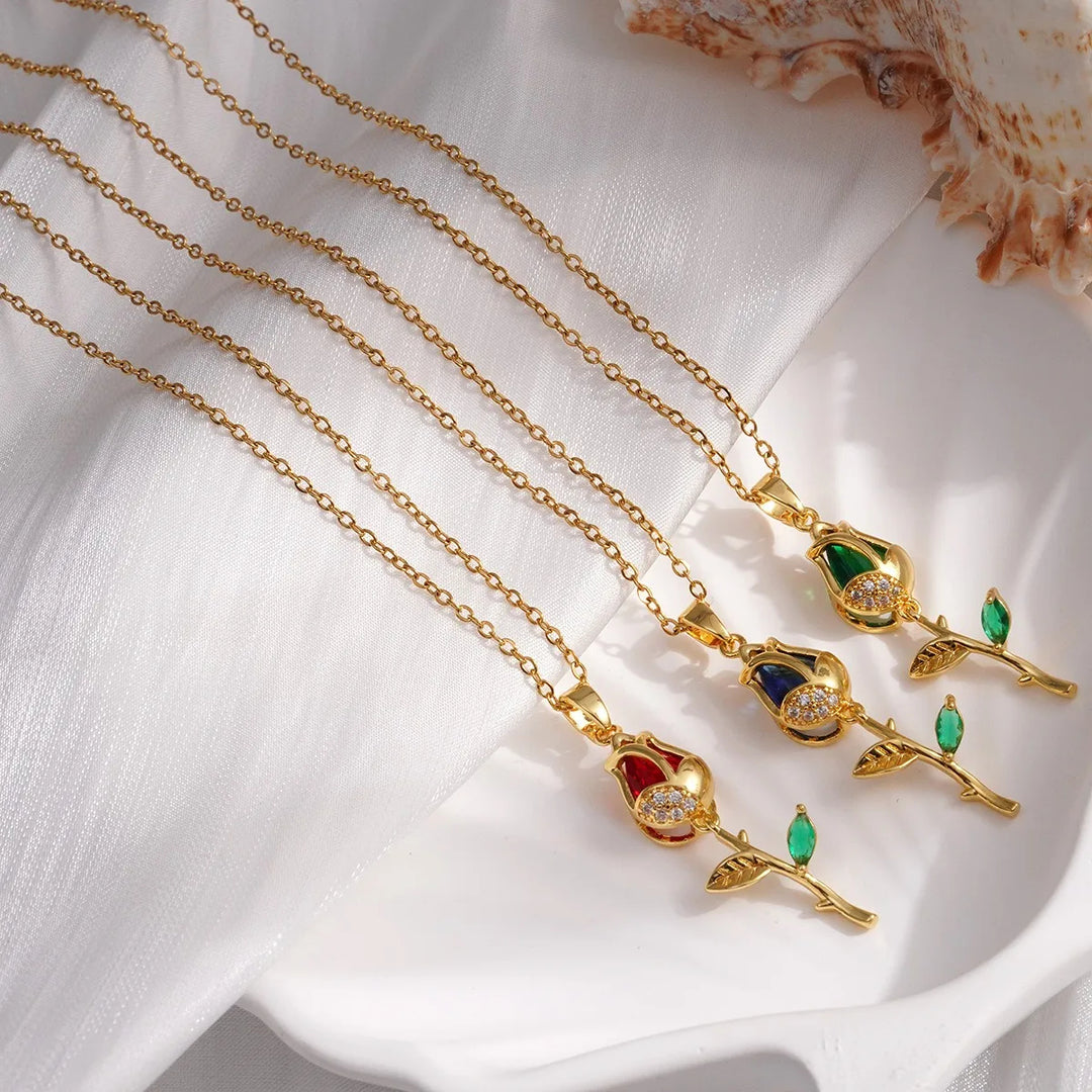 Fleur Drop Pendant Necklace