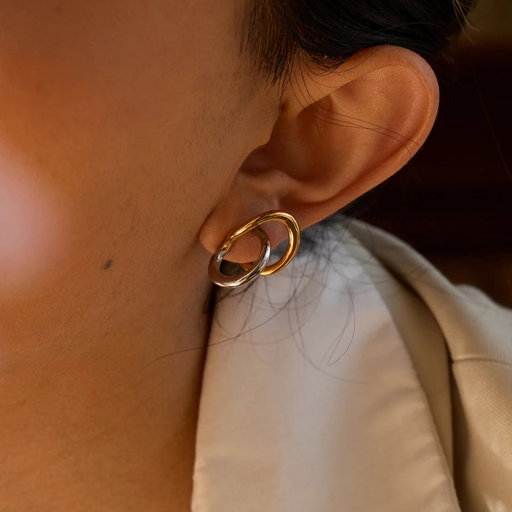 Two-Tone Arc Earrings