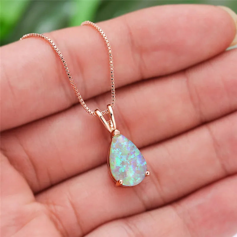 Opal Teardrop Necklace