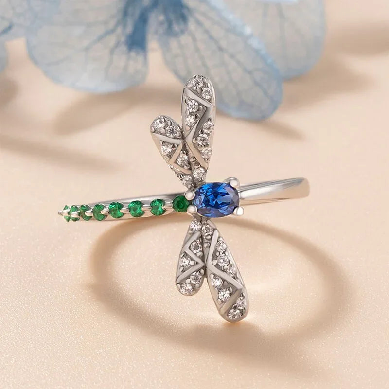 Emerald Trail Dragonfly Ring