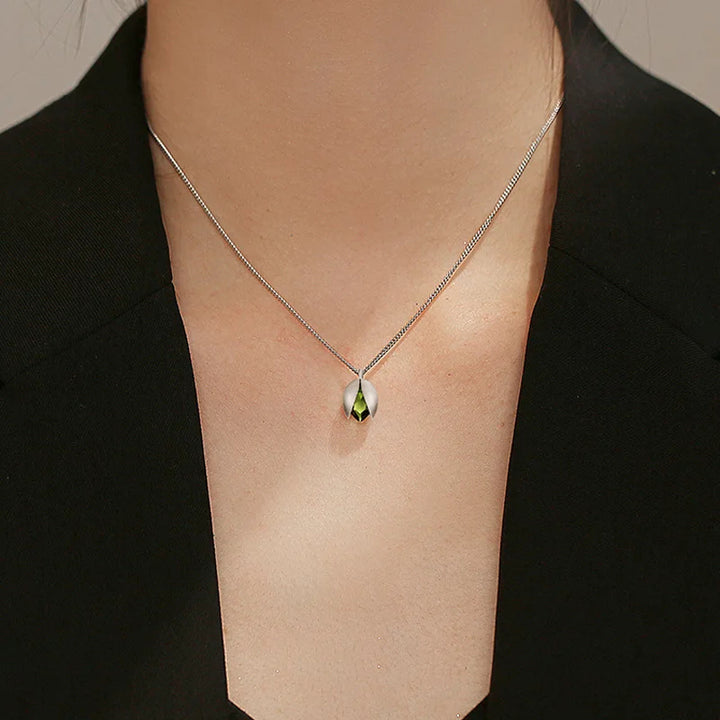Pistachio Petal Necklace & Earring Set