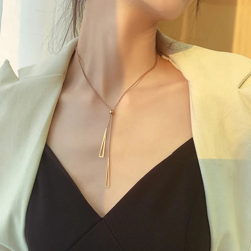 Acute Attraction Lariat Necklace