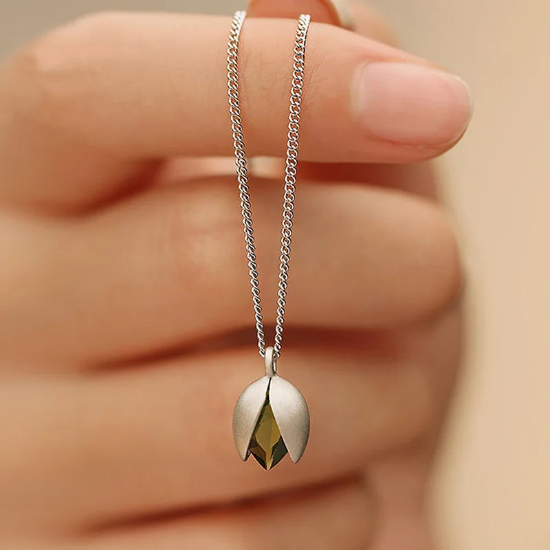 Pistachio Petal Necklace & Earring Set