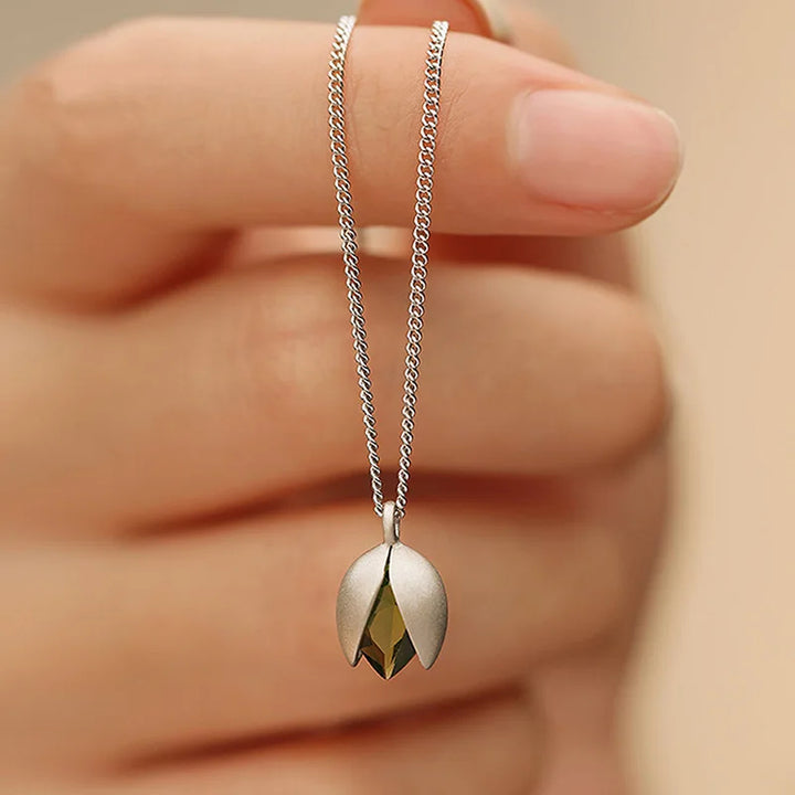 Pistachio Petal Necklace & Earring Set