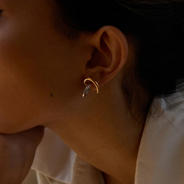 Two-Tone Arc Earrings