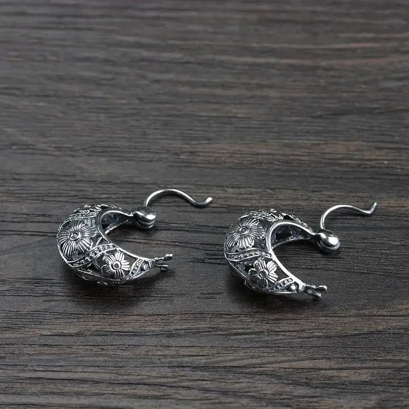 Moonflower Hoop Earrings