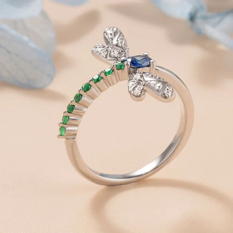 Emerald Trail Dragonfly Ring
