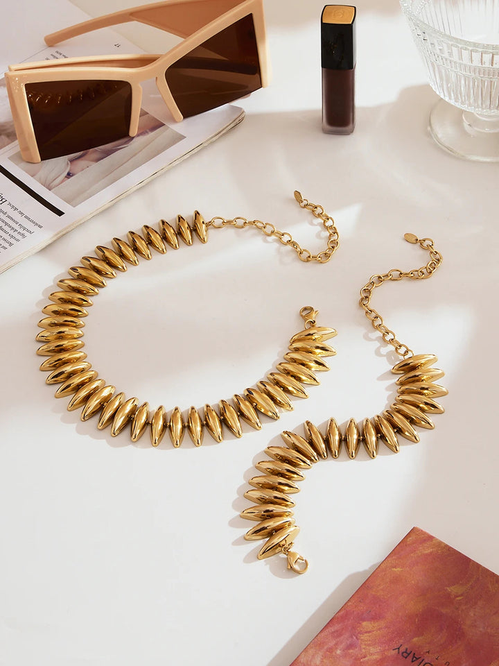 Empire Link Necklace & Bracelet Set