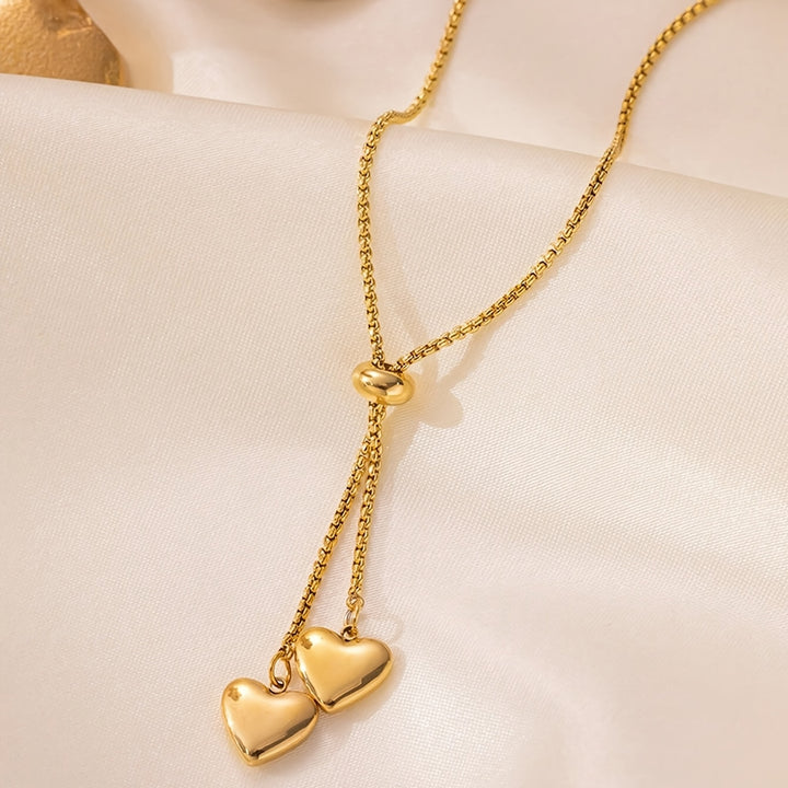 Tandem Hearts Lariat Necklace