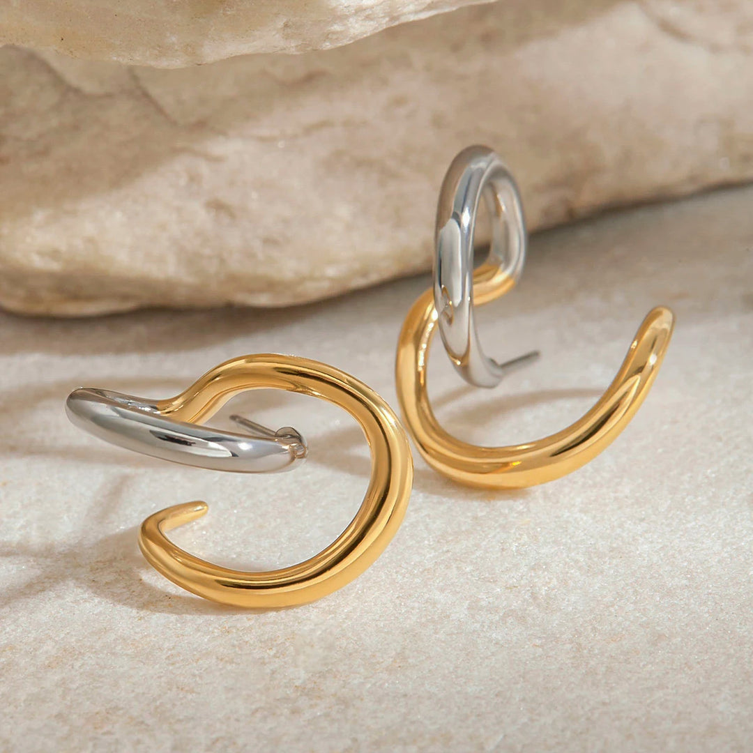 Two-Tone Arc Earrings