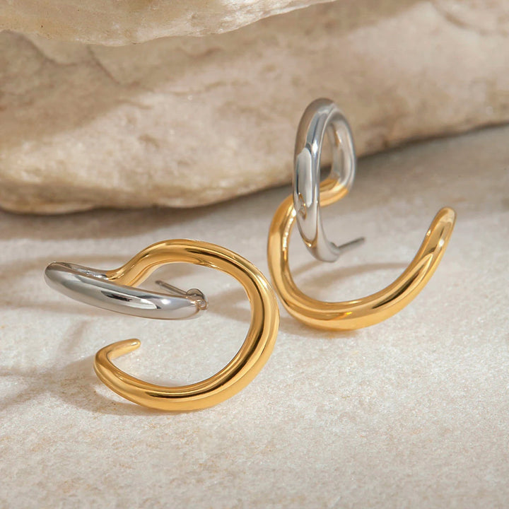 Two-Tone Arc Earrings