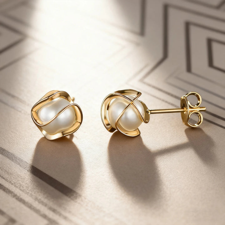 Pearl Knot Stud Earrings