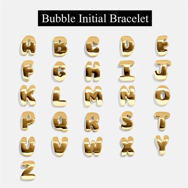 Golden Bubble Initial Bracelet
