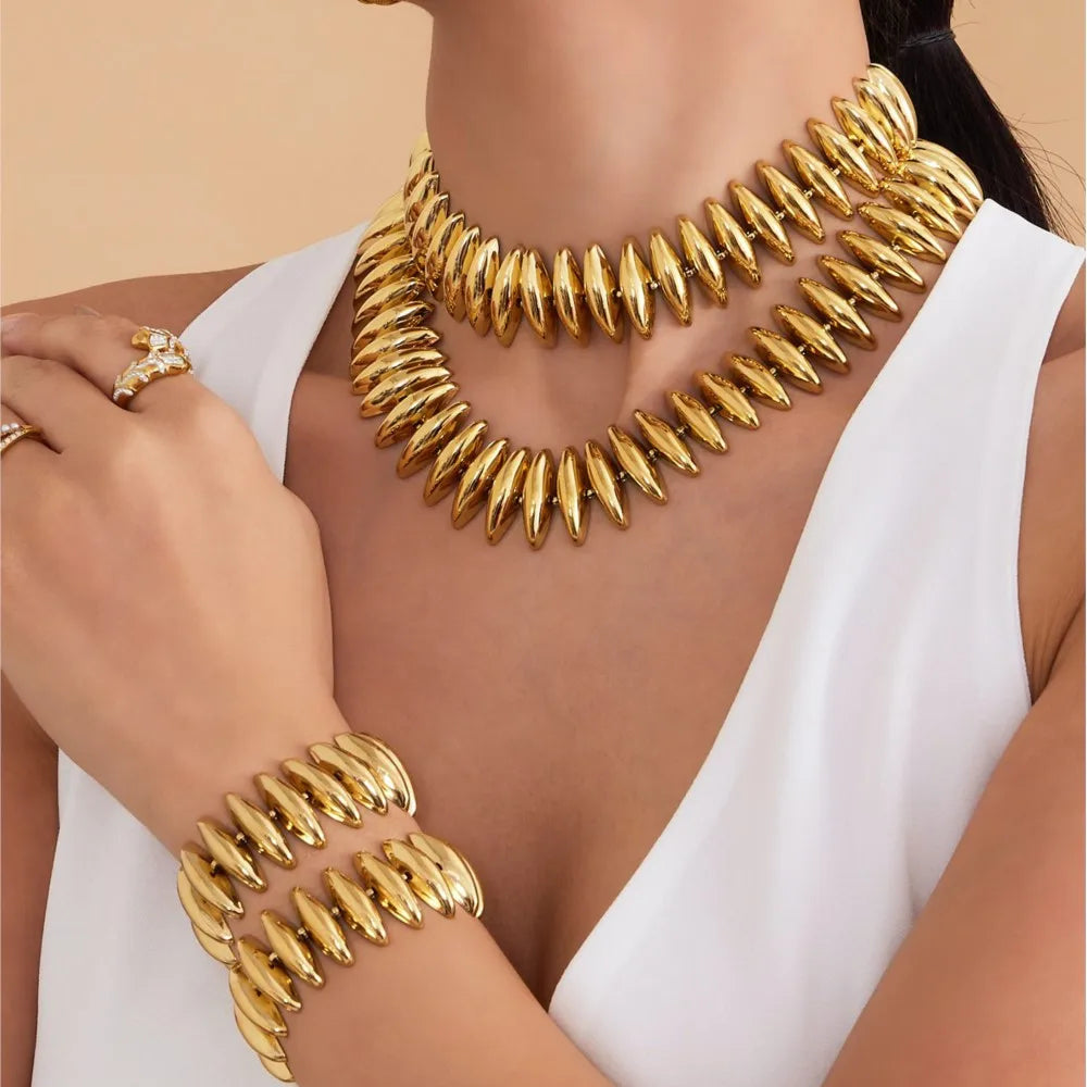 Empire Link Necklace & Bracelet Set
