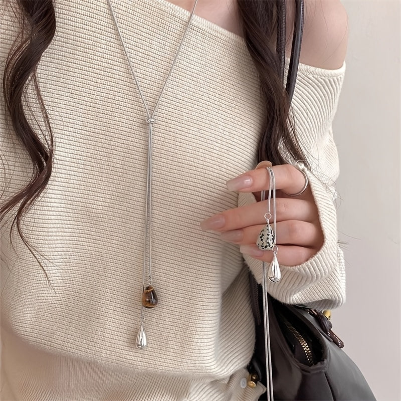 Double Drop Stone Necklace