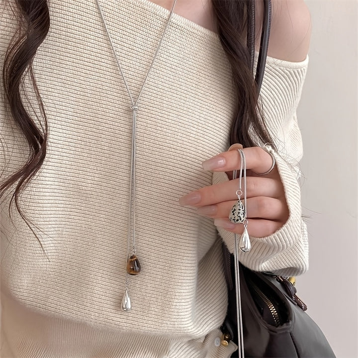 Double Drop Stone Necklace