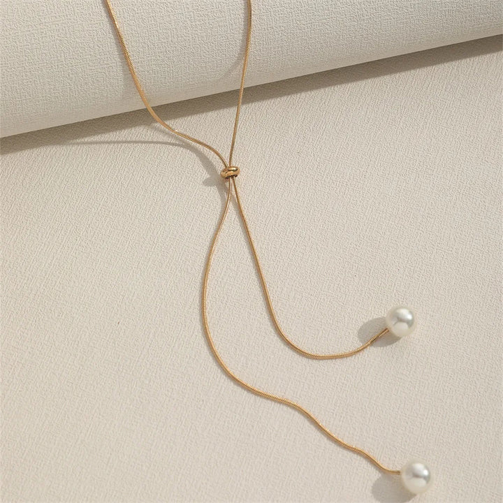 Serena Pearl Lariat Necklace