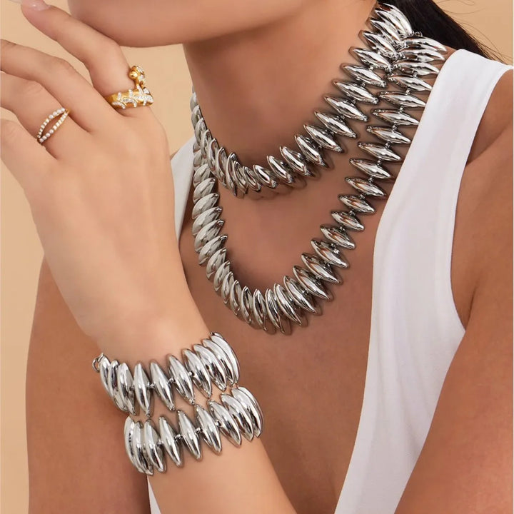 Empire Link Necklace & Bracelet Set