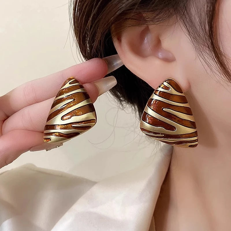 Sable Stripe Stud Earrings