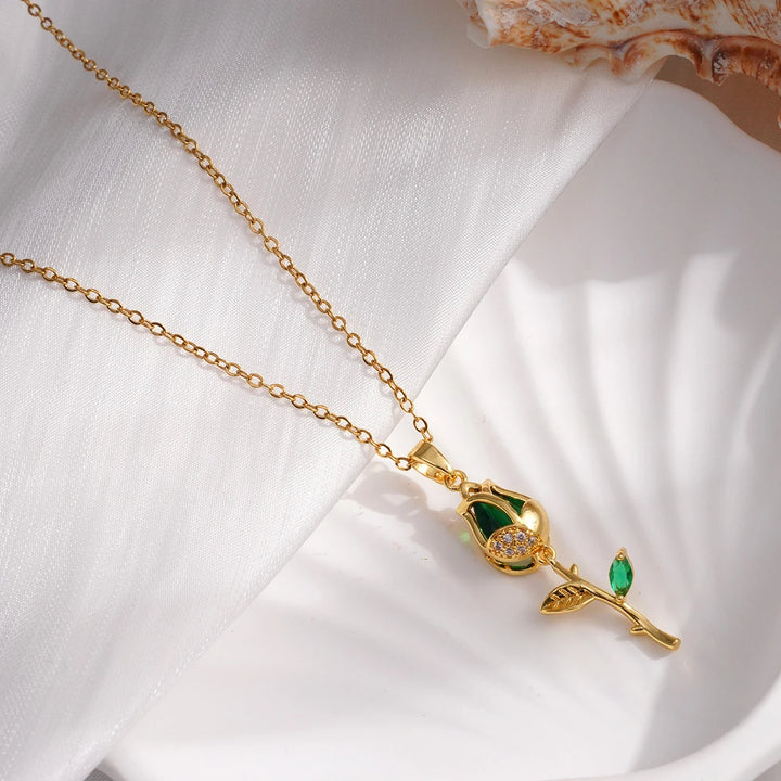 Fleur Drop Pendant Necklace