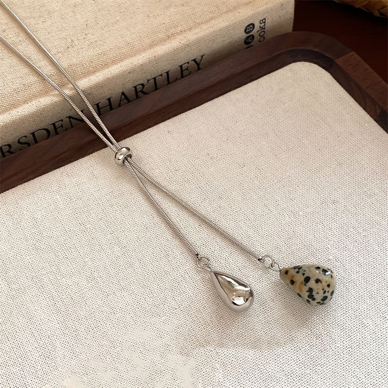 Double Drop Stone Necklace