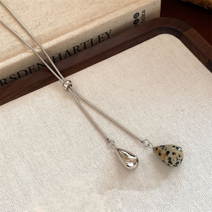 Double Drop Stone Necklace