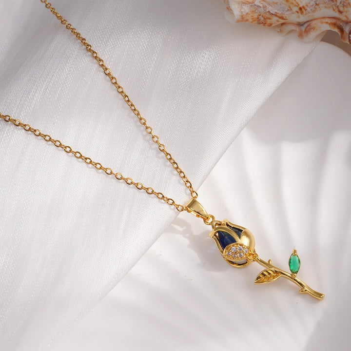 Fleur Drop Pendant Necklace