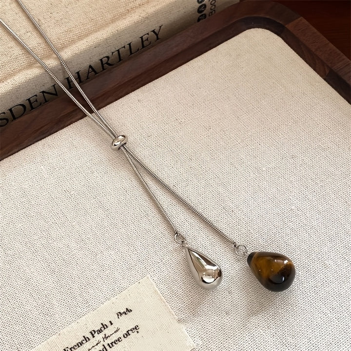 Double Drop Stone Necklace