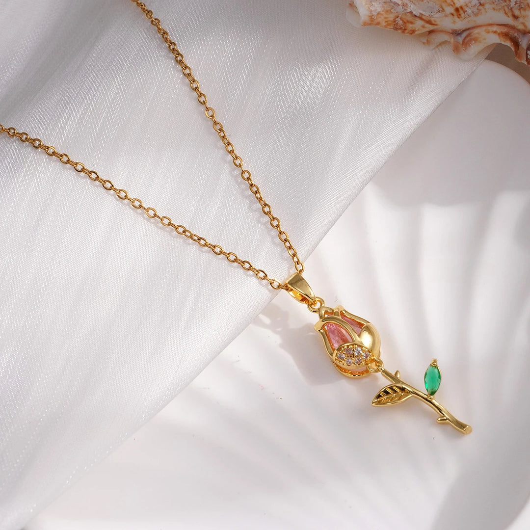 Fleur Drop Pendant Necklace
