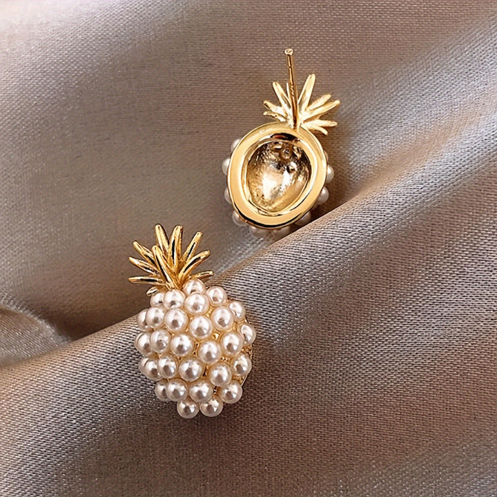 Pineapple Motif Pearl Studs