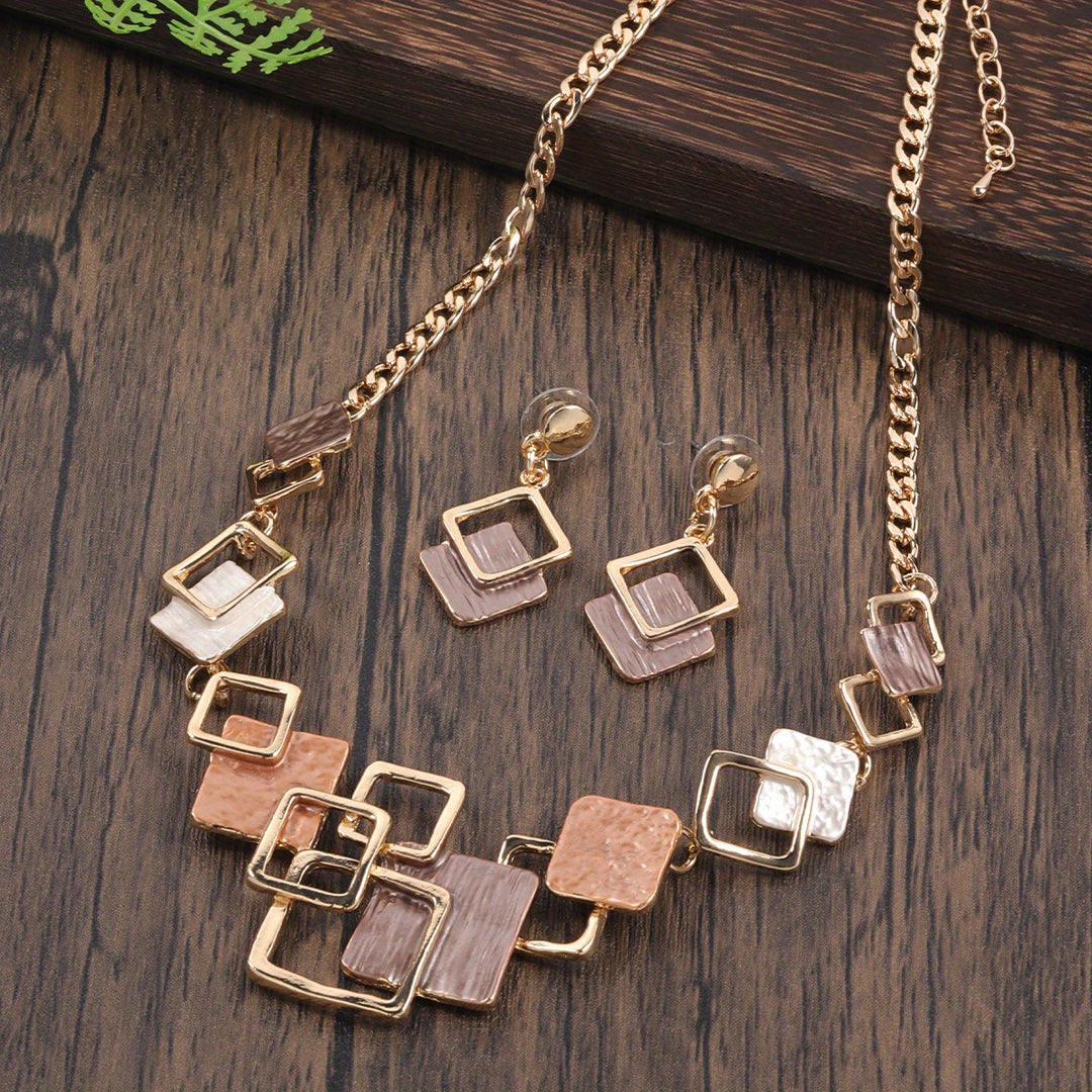 Gallery Squares Necklace & Earring Set