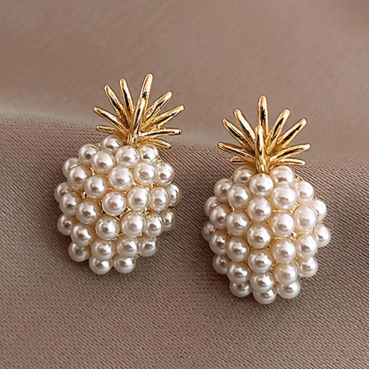 Pineapple Motif Pearl Studs