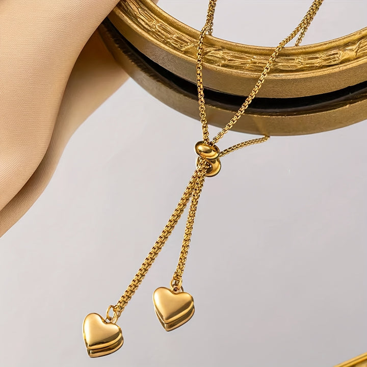 Tandem Hearts Lariat Necklace