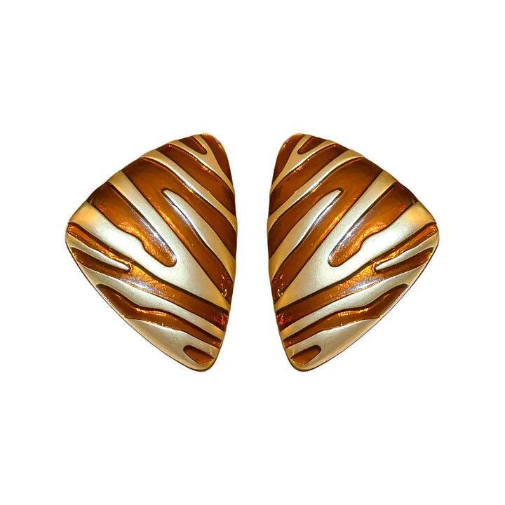 Sable Stripe Stud Earrings