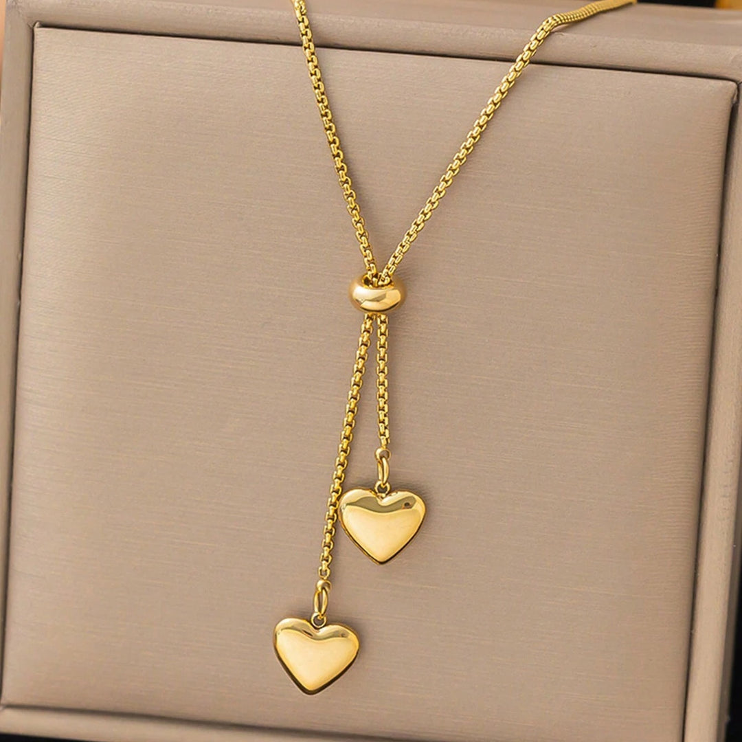 Tandem Hearts Lariat Necklace